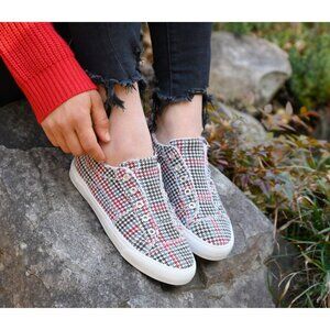 Corkys Womens Babalu Houndstooth Slip-On Sneakers Multi Size 8 Casual Canvas Sho